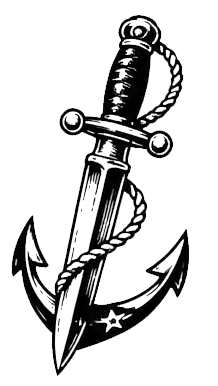 Tatuagem flash de ancora adaga. Disponível na Micael Tatuagem, Muriaé MG.