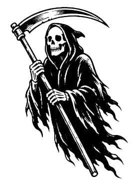Tatuagem flash de morte 4. Disponível na Micael Tatuagem, Muriaé MG.